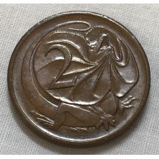 AUSTRALIA 1971 . TWO 2  CENTS COINS . FRILLED NECK LIZARD